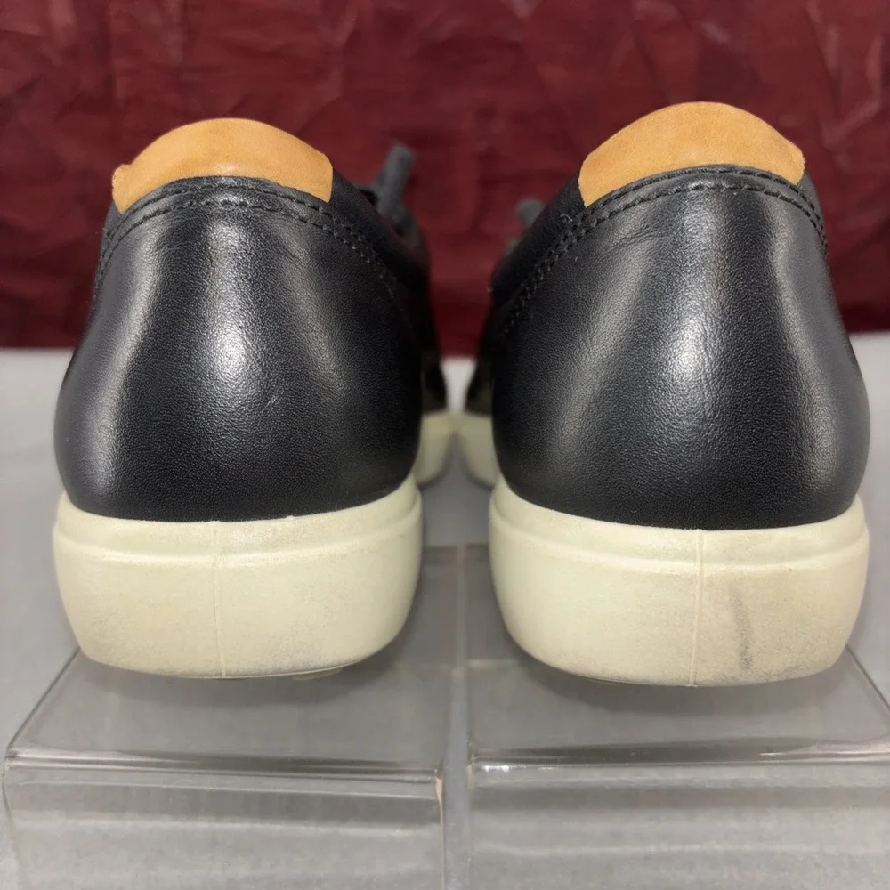 ECCO Soft 7 Black Leather Comfort Walking Sneakers Casual Shoes Womens Size 9 EC
